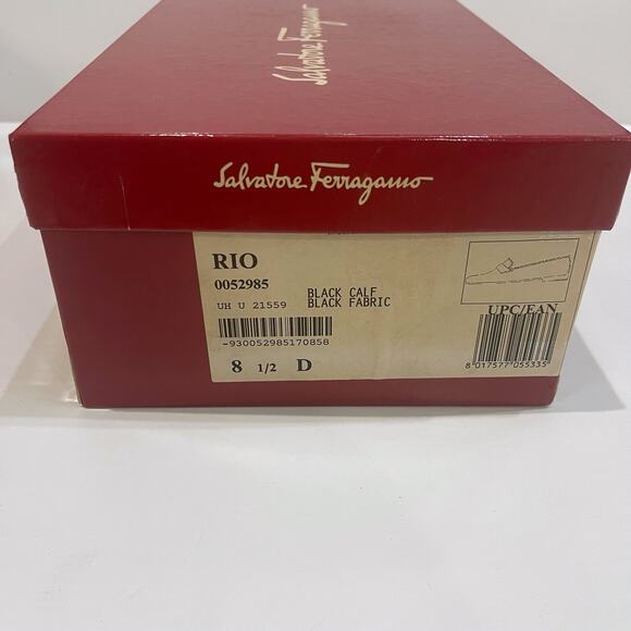 Salvatore Ferragamo 8.5 D Rio Almond Toe Flat Calf Leather Loafers Black Italy - Picture 11 of 12